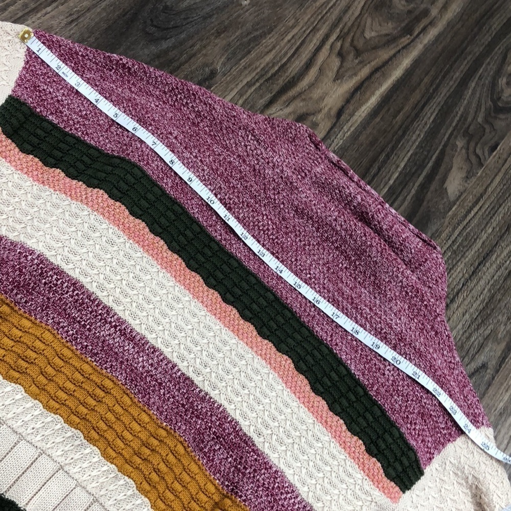 Soft Surroundings 100% Cotton Striped Maximalist Indie Knit Open Front Cardigan - Picture 8 of 12